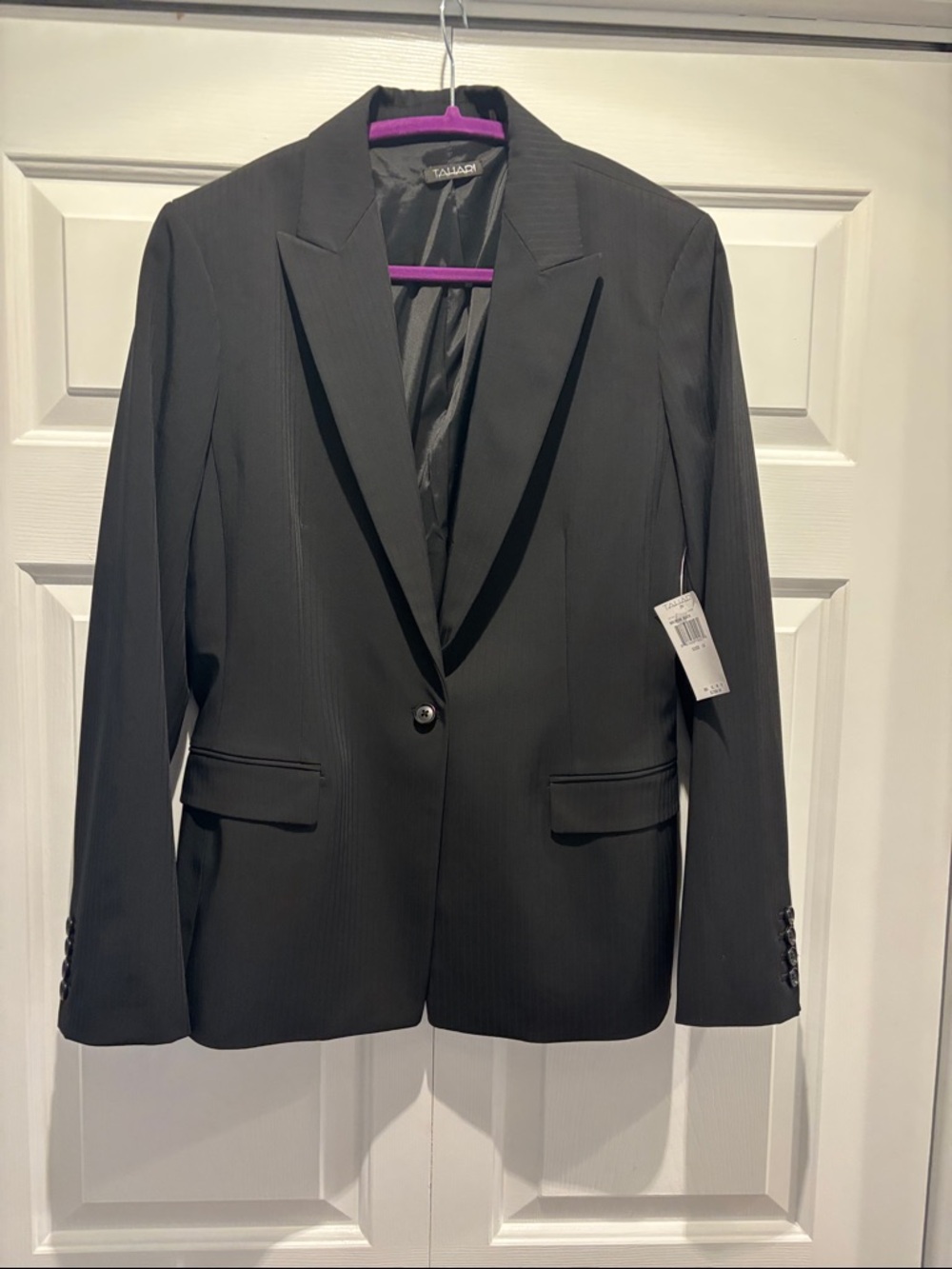 Tahari Women's Black Single-Button Notch Lapel Blazer